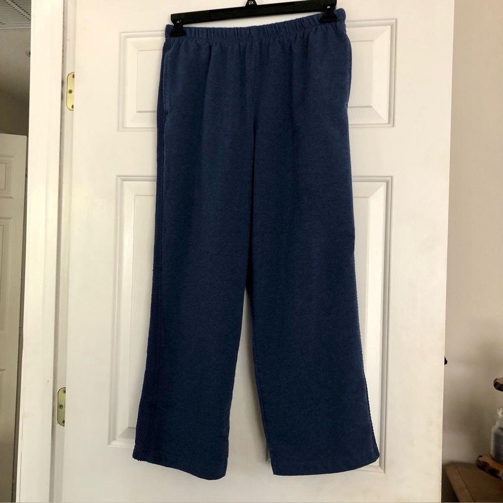 Vintage Alfred Dunner Navy Blue Pants Size 14P Petite Pull-on Elastic Pockets